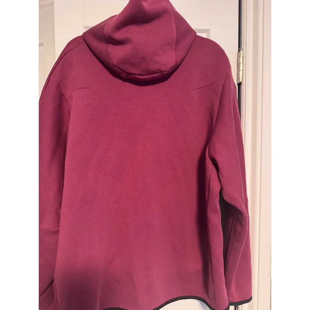 Nike Tech Fleece Full Zip Hoodie Burgundy Unisex XXL - Picture 8 of 10